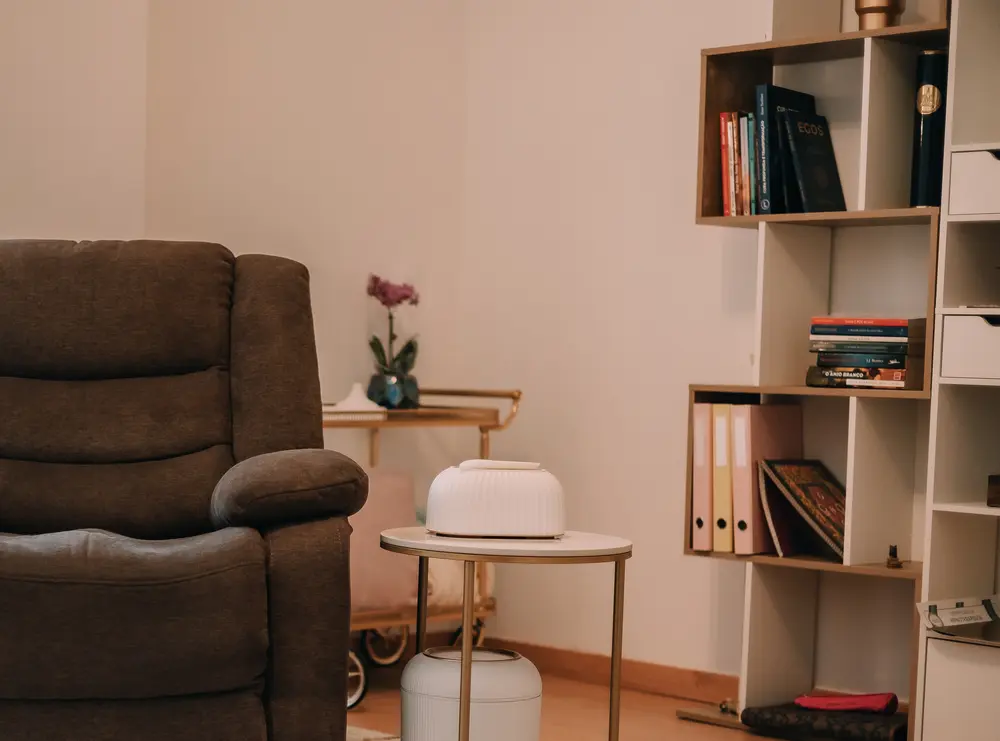 Sala da Dra Daniela Sá Psicologa Hipnoterapeuta no Porto - Atendimento Presencial e Online em Hipnose Clínica e Regressiva - Marcação de Consulta é feita directamente na página